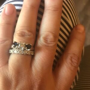 Diamond and sapphire wedding set in sterling silver